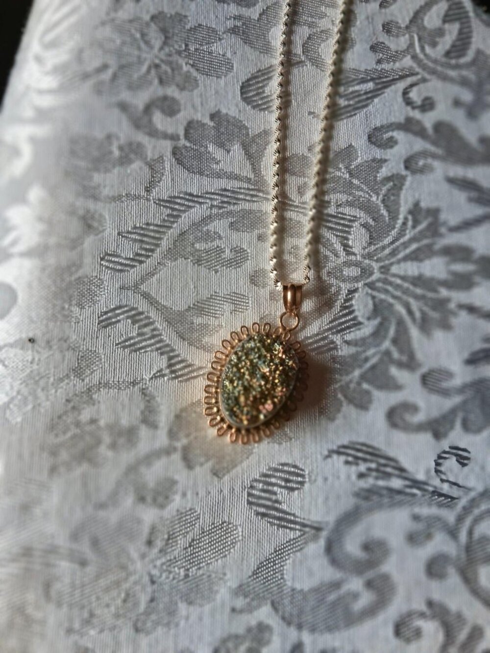 NWOT 32mm X 36mm MULTI - COLOR 925 DRUZY PENDANT w 22" 925 SINGZPORE CHAIN